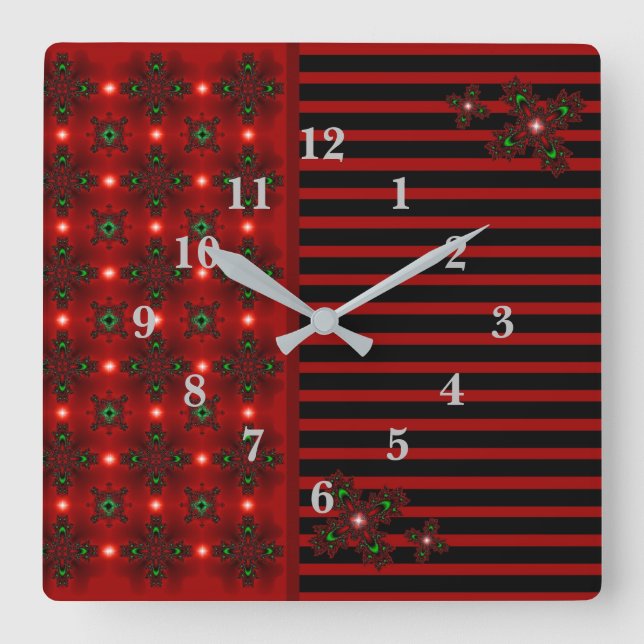 Relógio Quadrado Flores de Artdeco no Estilo Retroativo (Frente)