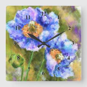 Relógio Quadrado Flores de primavera Flores de Abstrato pintura