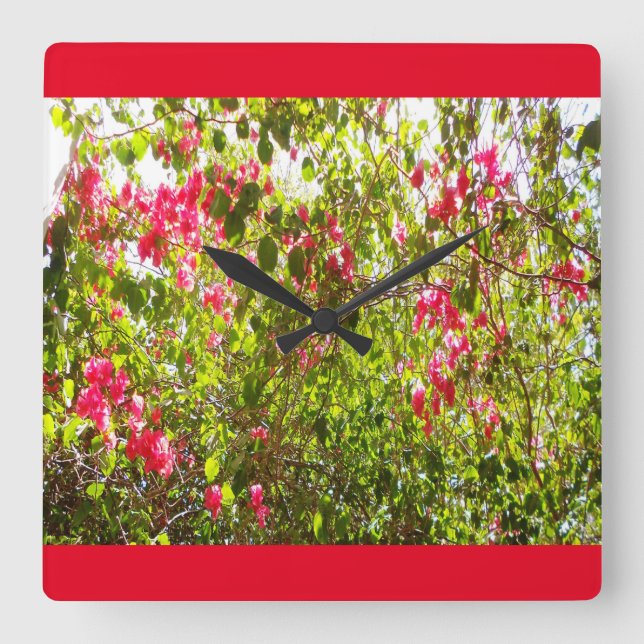 Relógio Quadrado Flores do Norte Africano impressão (Frente)