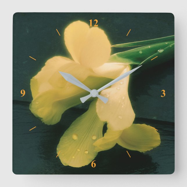 Relógio Quadrado Flores no Slate, versão 2 (Frente)