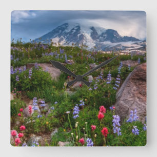 Relógio Quadrado Flores selvagens