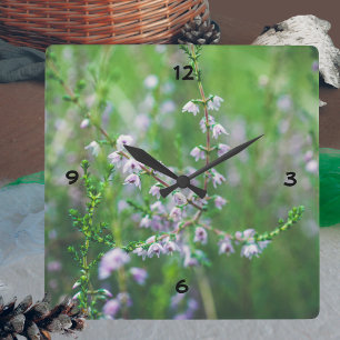 Relógio Quadrado Flores silvestres roxas deliciosas