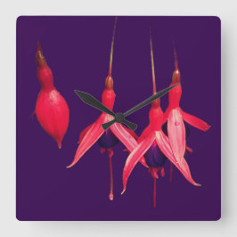 Relógio Quadrado Flores vermelhas