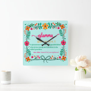 Relógio Quadrado Flower Frame Glamma Vovó Definição de vovó