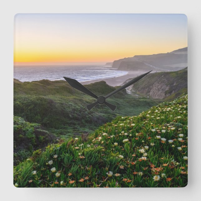 Relógio Quadrado Flowers | Santa Cruz California (Frente)