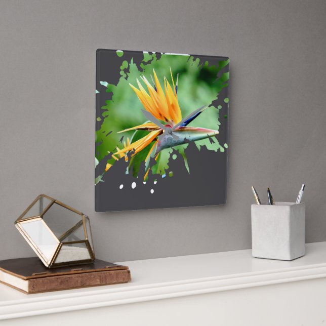 Relógio Quadrado Flowery Splatter (Escritório)