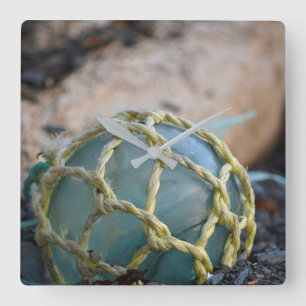 Relógio Quadrado Fluxo De Pesca De Vidro, Vertical