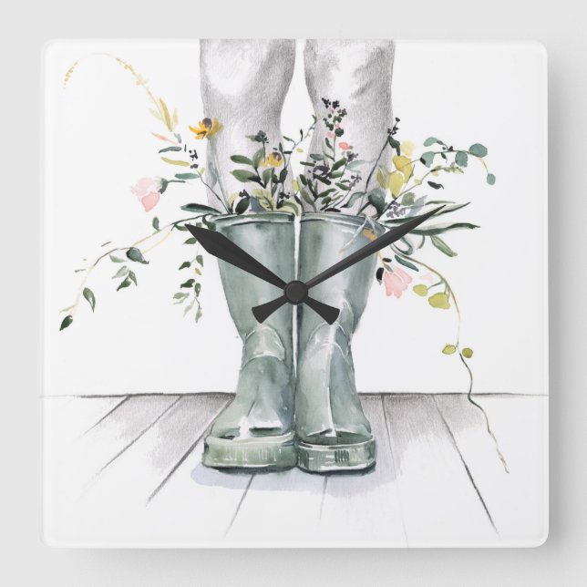 Relógio Quadrado Fluxo e crescimento II (Frente)