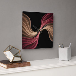 Relógio Quadrado Fluxo Eterno de Amor — Arte Romântica Abstrata