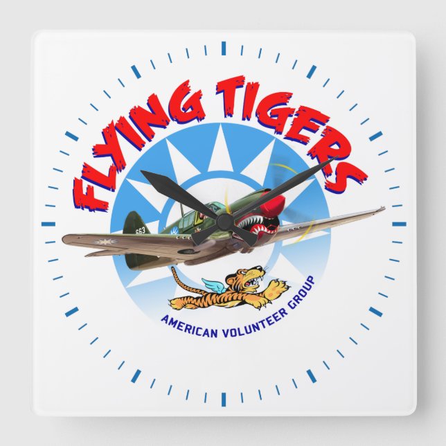 Relógio Quadrado Flying Tigers (Frente)