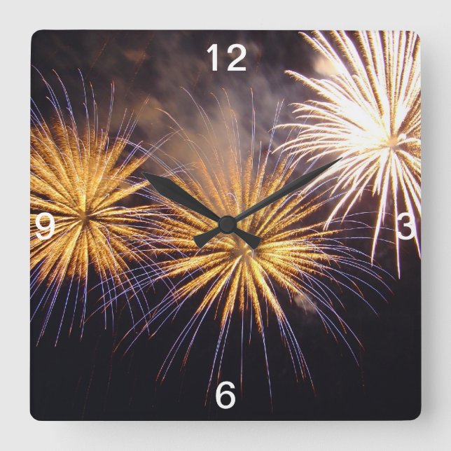 Relógio Quadrado Fogo-de-artifício da celebração (Frente)