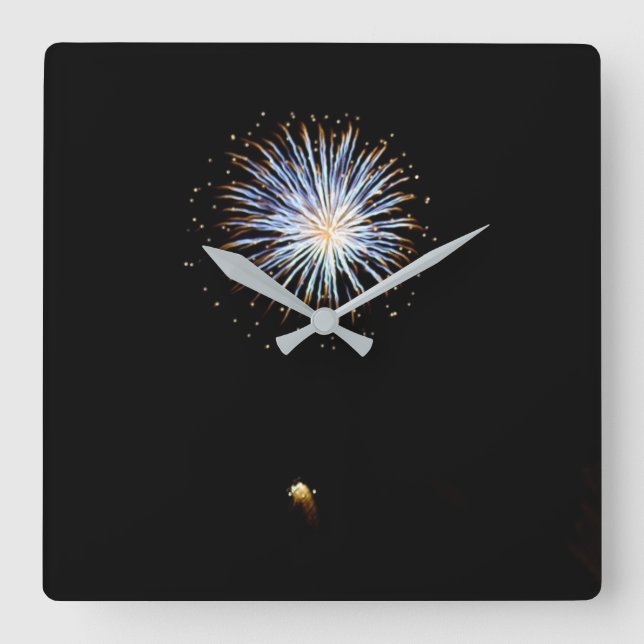 Relógio Quadrado Fogos Azuis (Frente)