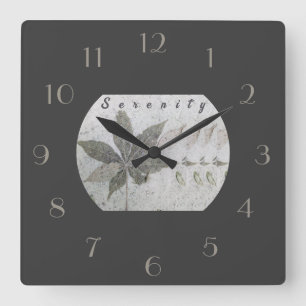 Relógio Quadrado Folha de Serenidade de Script Moderno Sai da Praia