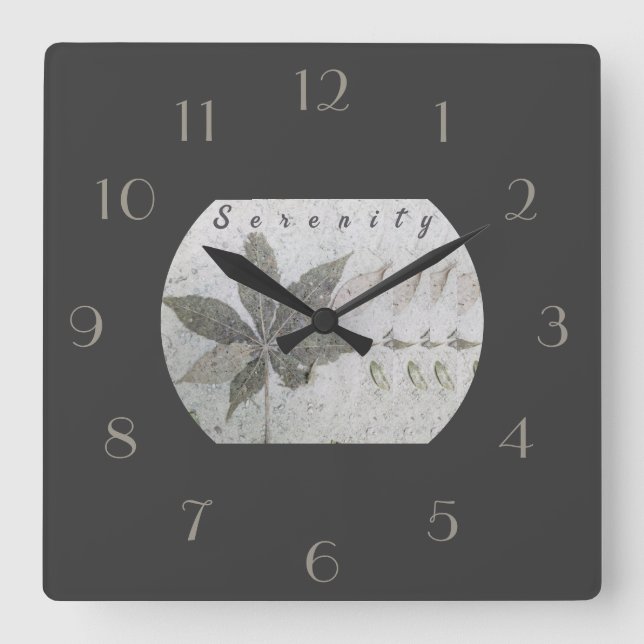 Relógio Quadrado Folha de Serenidade de Script Moderno Sai da Praia (Frente)