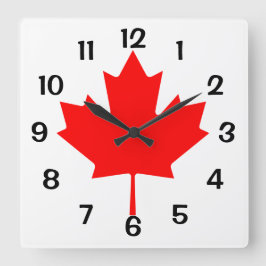 Relógio Quadrado Folha vermelha do Canadá