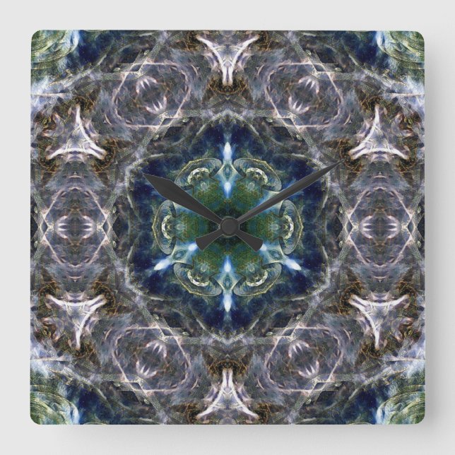 Relógio Quadrado Folk Mandala (Frente)