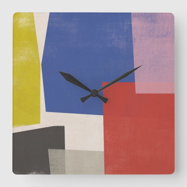 Relógio Quadrado Foolscap - Modern Colorblocks (Frente)