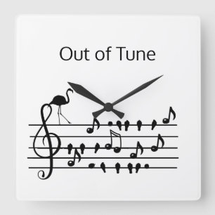 Relógio Quadrado Fora de Tune Flamingo juntando-se a comilões