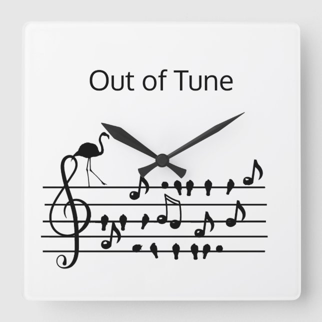 Relógio Quadrado Fora de Tune Flamingo juntando-se a comilões (Frente)