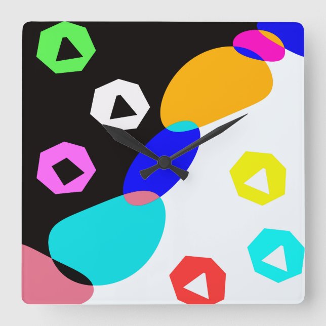 Relógio Quadrado Formas coloridas (Frente)