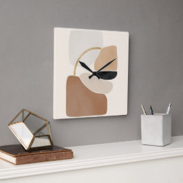 Relógio Quadrado Formas de Abstrato neutro | Mínimo de arte moderna