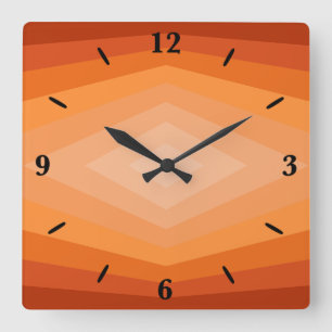 Relógio Quadrado Formas De Arte Abstrato Geométrica Laranja