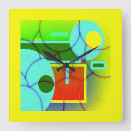 Relógio Quadrado Formas Geométricas Coloridas Abstrato Art