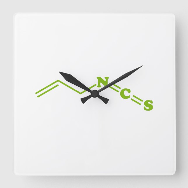 Relógio Quadrado Fórmula Molecular De Isotiocianato De Wasabi (Frente)
