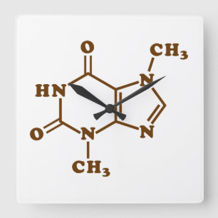 Relógio Quadrado Fórmula química molecular do Theobromine do