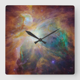 Relógio Quadrado Foto Celestial Orion Nebula Teal