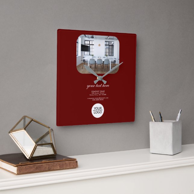 Relógio Quadrado Foto da Empresa de Promoção de Texto Personalizado (Escritório)