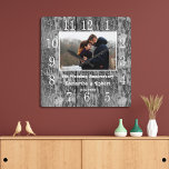 Relógio Quadrado Foto de aniversário de 5 anos de madeira preta em<br><div class="desc">O relógio de madeira russo personalizado com foto faz um presente perfeito para 5 anos de aniversário. Personalize com o nome e o ano do casal. O presente de 5 de aniversário do marco é tradicionalmente presente relacionado à madeira.</div>