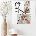 Relógio Quadrado Foto de Colagem de Beleza Melhor Pai Alguma Vez Of<br><div class="desc">O Melhor Pai de Foto de Colagem de Beleza é um presente personalizado que combina beleza e valor sentimental para criar um presente significativo para o seu pai. O presente é uma colagem de fotos cuidadosamente selecionadas de você e seu pai, organizadas de uma forma bela e artística. As fotos...</div>