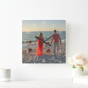 Relógio Quadrado Foto de Família Personalizada