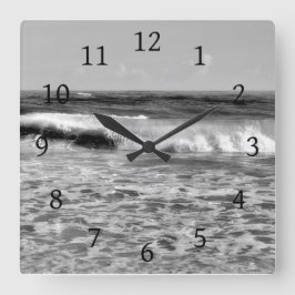 Relógio Quadrado Foto do Mar Negro e do Oceano Branco 177
