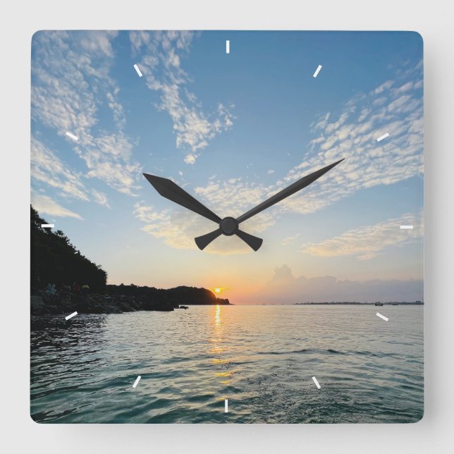 Relógio Quadrado Foto personalizada (Frente)