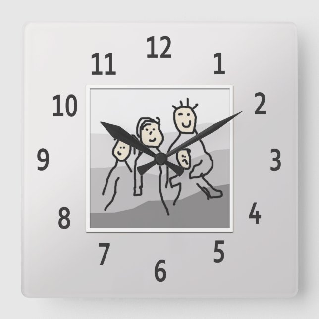 Relógio Quadrado Foto personalizada com moldura de prata (Frente)