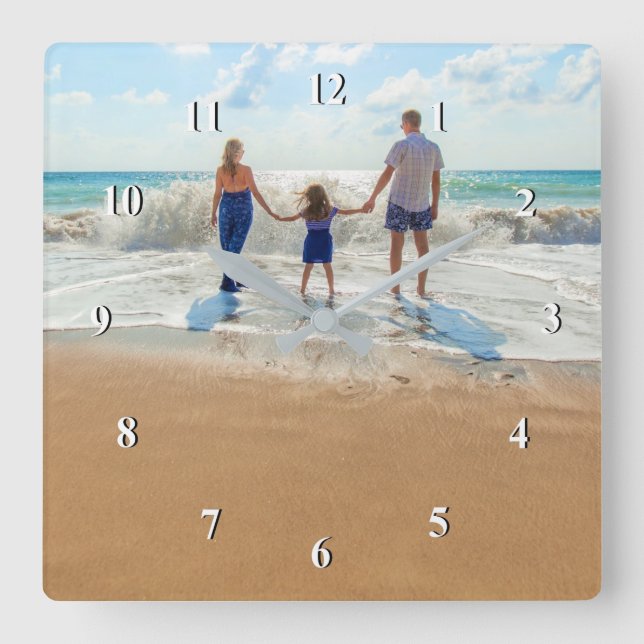 Relógio Quadrado Foto personalizada - seu próprio Design - Adiciona (Frente)