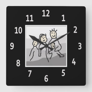 Relógio Quadrado Foto quadro preto personalizada