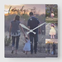 Relógio Quadrado Fotografia Collage Family Fotografias Modelo Calli