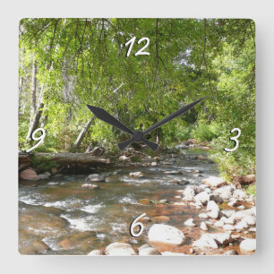 Relógio Quadrado Fotografia da Natureza Oak Creek II em Sedona Ariz