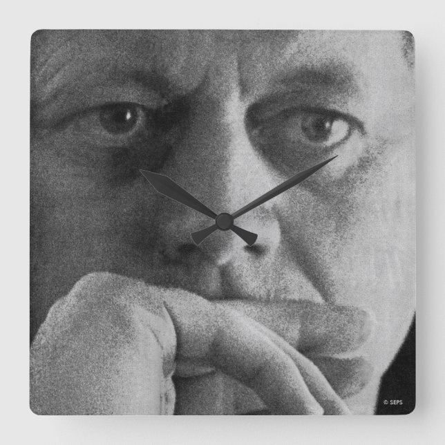 Relógio Quadrado Fotografia de John F. Kennedy (Frente)