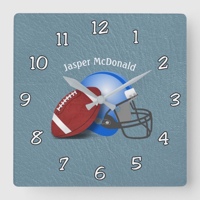 Relógio Quadrado Fotografia em Segundo Plano Texturizada de Futebol (Frente)