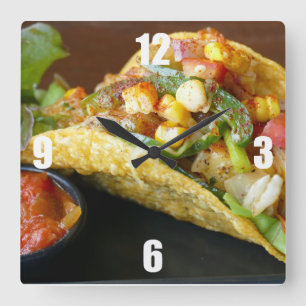 Relógio Quadrado fotografia mexicana deliciosa do Tacos