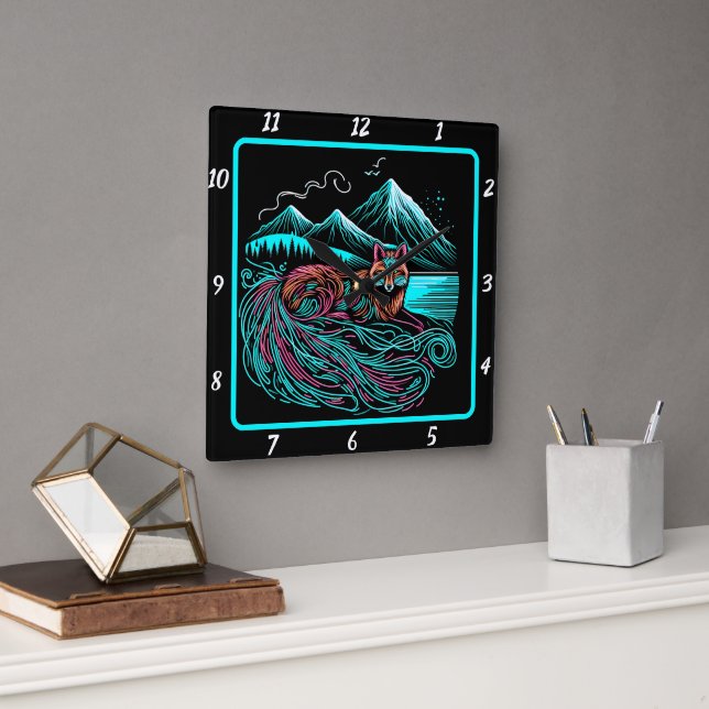 Relógio Quadrado Fox Guardian of the Cliff (Escritório)
