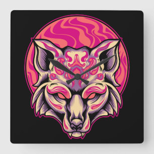 Relógio Quadrado Fox Kitsune  