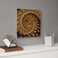 Fractal Espiral abstrato preto e Dourado