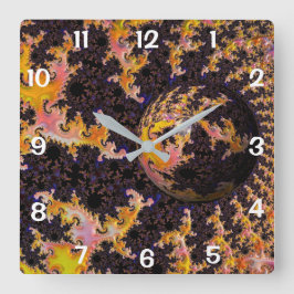 Relógio Quadrado Fractal Firestorm Sphere