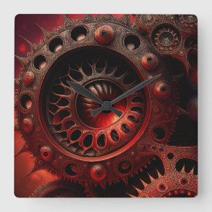 Relógio Quadrado Fractal Mandelbrot Steampunk de Bronze