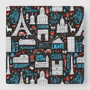 Relógio Quadrado França  Padrão de símbolos